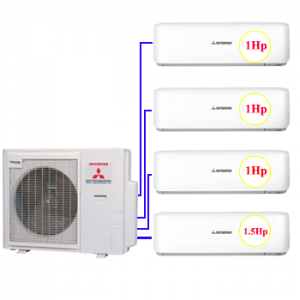 Combo Multi MHI 4 dàn lạnh 1hp+1hp + 1.5hp (8kw)